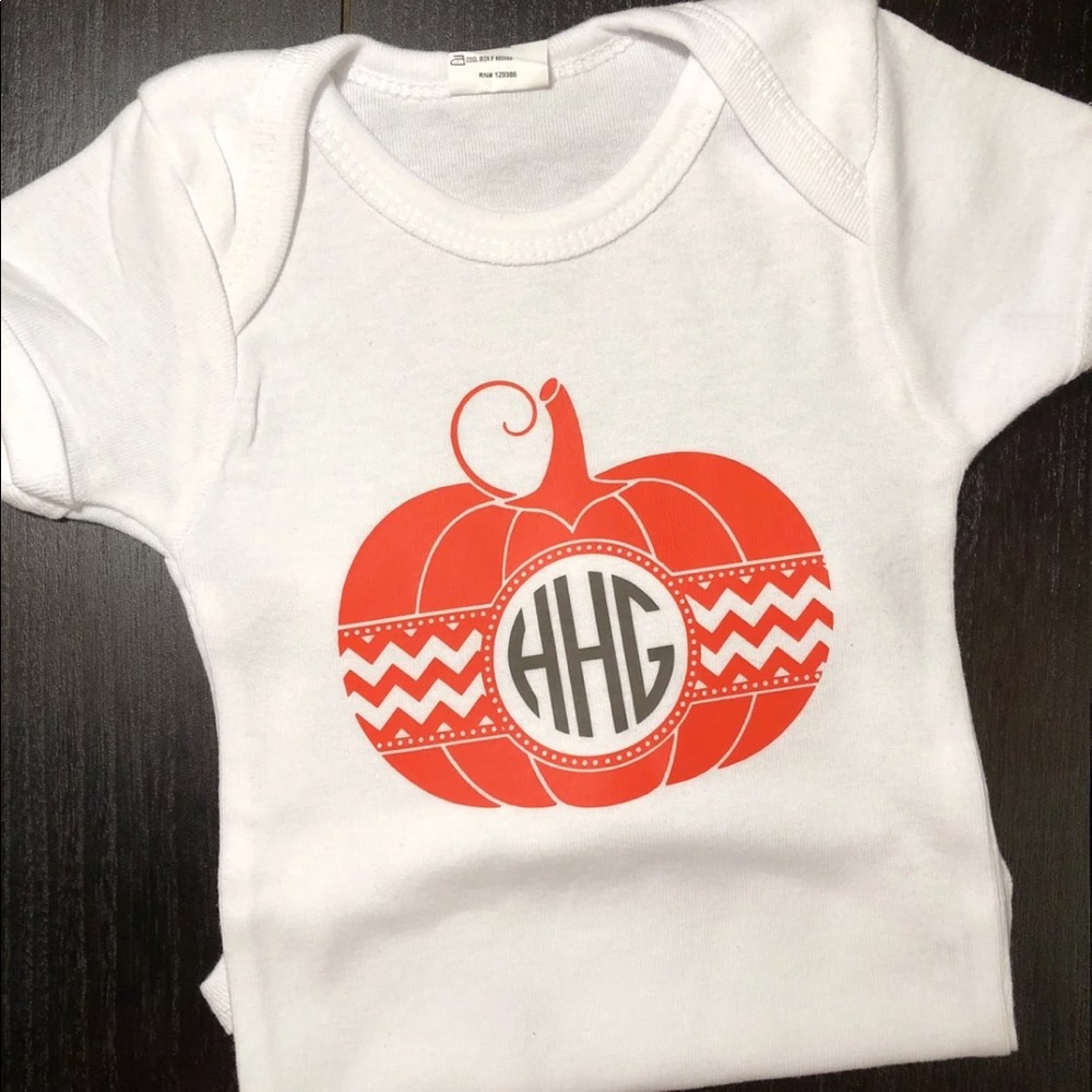 Pumpkin Monogram HTV Onesie